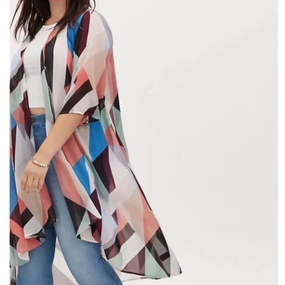 Torrid Chiffon Hi-Lo Kimono sz00 - Picture 3 of 10